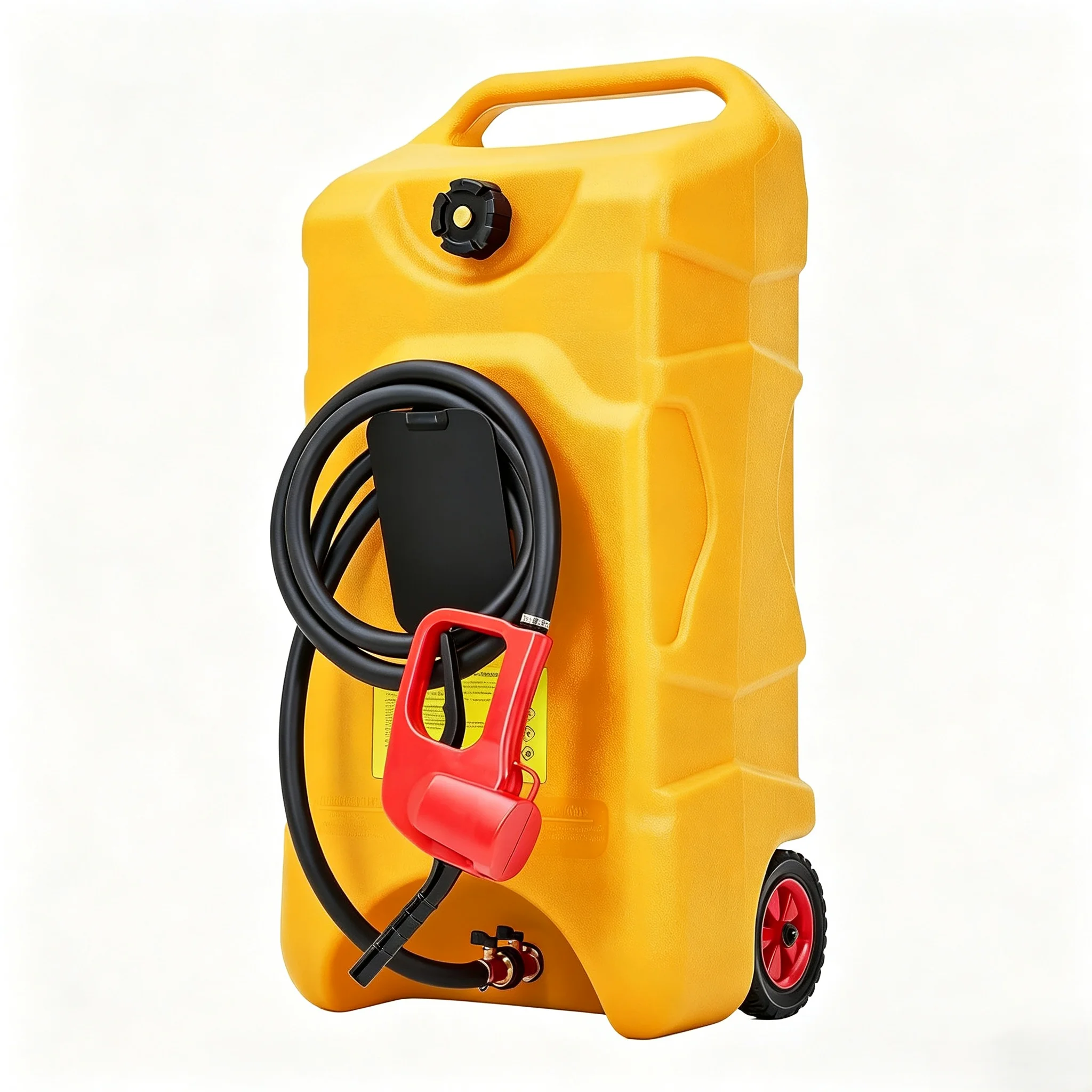Tacleekii 15 Gallon Oil Can Fuel Tank Container with LE Fluid Transfer Manual 10 FT Siphon Pump Portable Diesel Oil Storage Caddy with Wheels for Car, ATV, Weeder, Boat, Tractor,Snow Blower,Generator