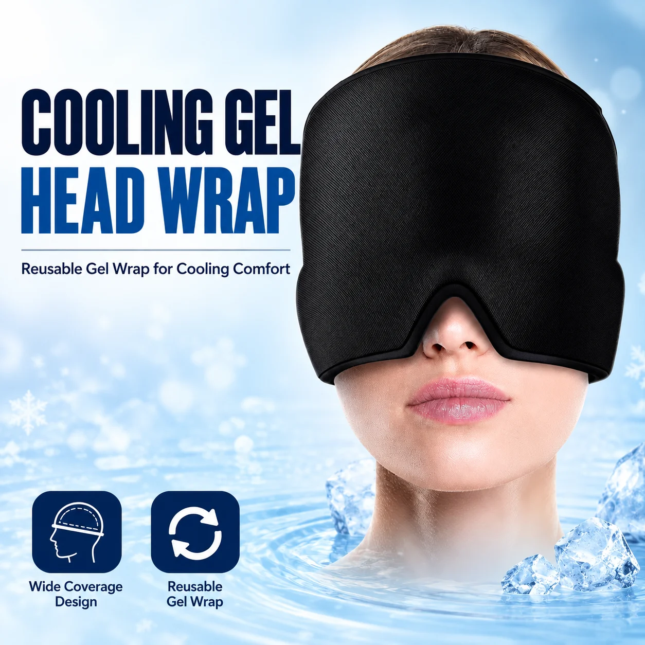 Migraine Relief Ice Head Wrap Hot Cold Therapy Gel Cap Reusable Cooling Mask for Headache Stress Relief Eye Mask Face Cover