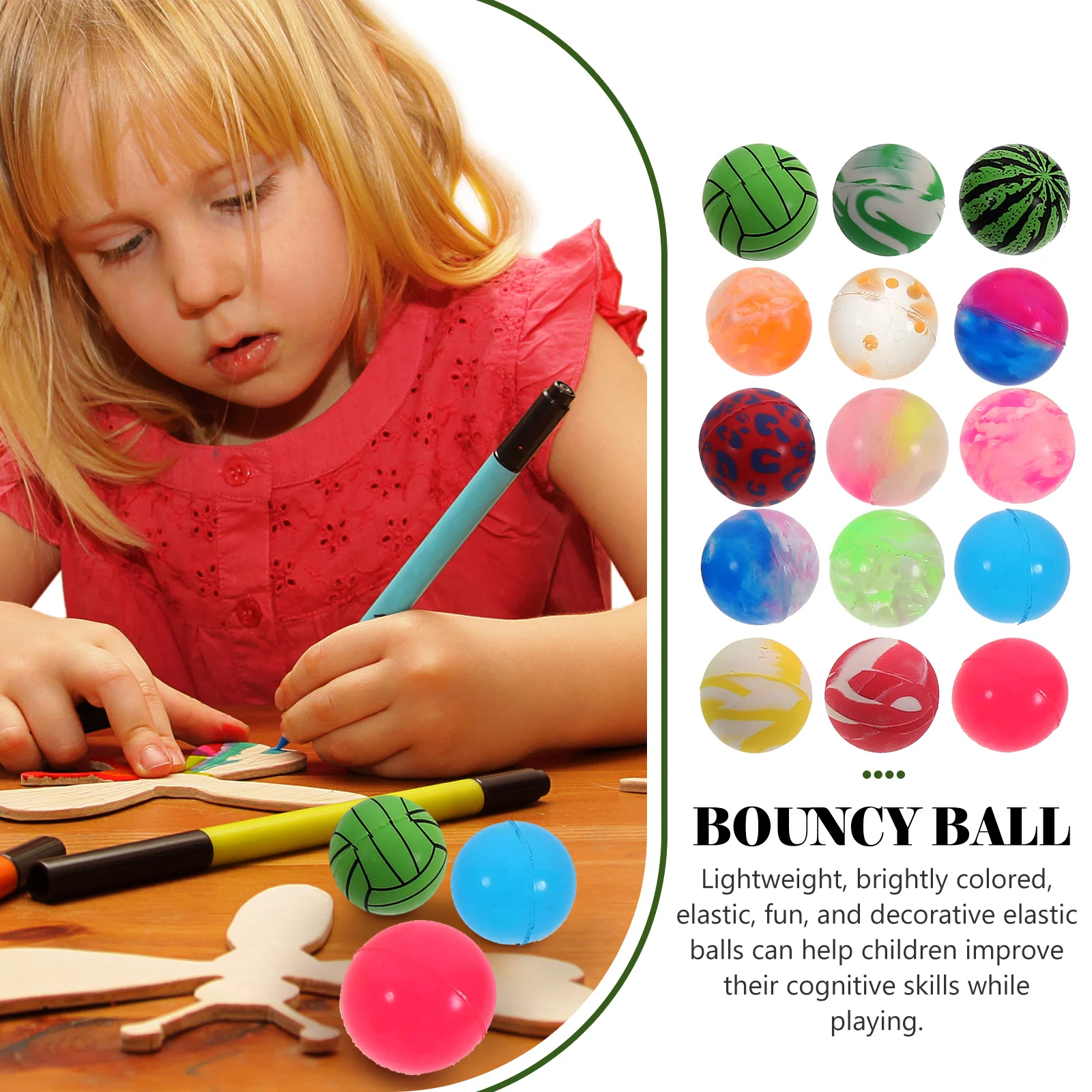 

50 Pcs Bouncy Ball Mini Balls Collection Small Bounce Toys for Children Kids Bulk