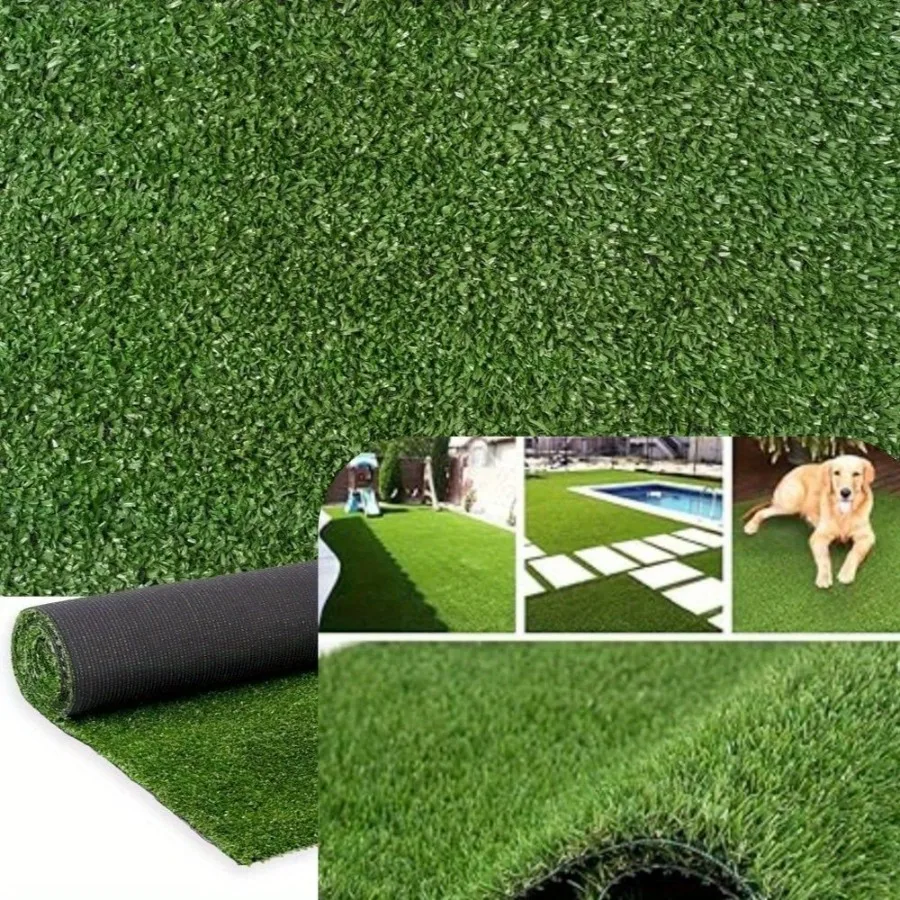 

5ft x 10ft Premium Artificial Turf Mat with Drainage Holes. Thick Fake Grass with Rubber Backing Ideal for Indoor Outdoor Pet A