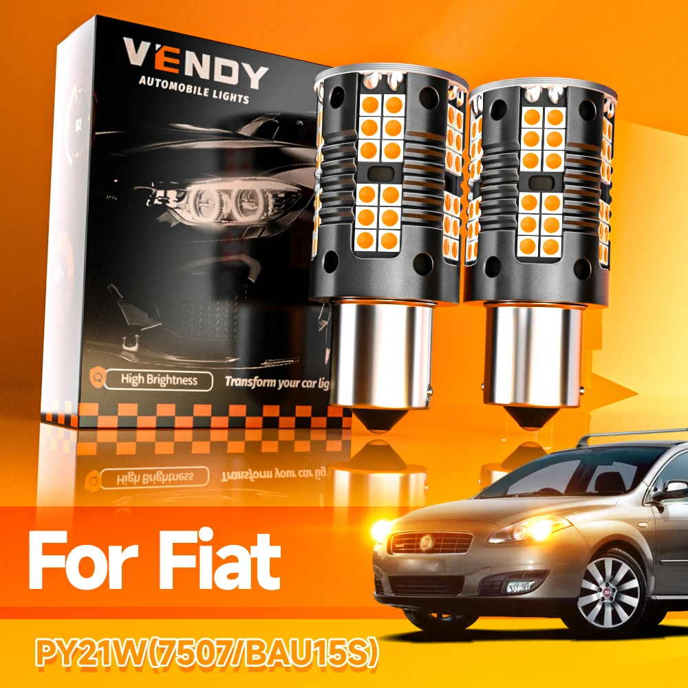 2 uds luz LED de intermitente lámpara Blub Canbus sin Error PY21W 7507 BAU15S para Fiat Croma Ducato Idea Panda 2004-2019 Punto Siena