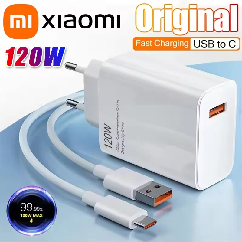 XIAOMI MIJIA 120W Ultra Fast Charger Original QC 5.0 EU Plug 6A Type C Cable For IPhone Pro Max Samsung Rapid Charging Adapter