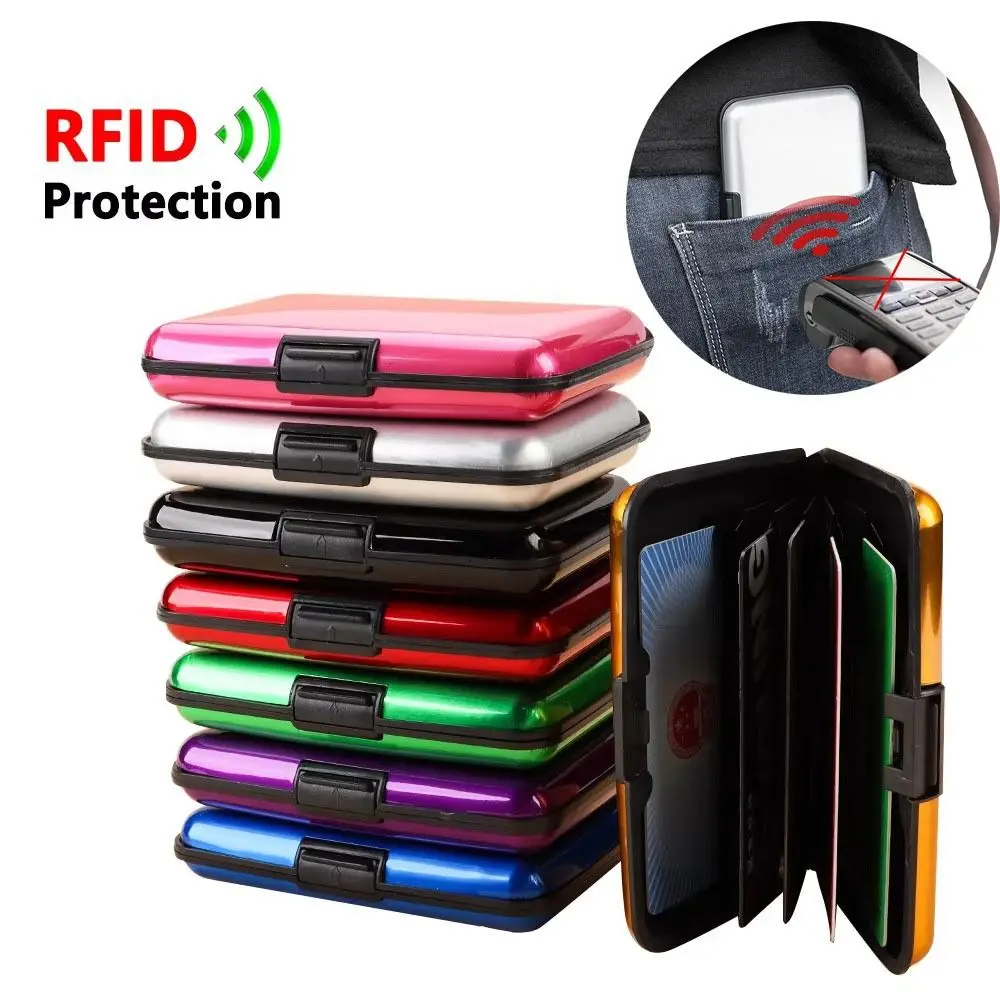 

Прочный противоугонный держатель для кредитных карт, алюминиевый 6-слот для карт, анти-RFID-сумка для карт, чехол для удостоверения личности, мужской и женский