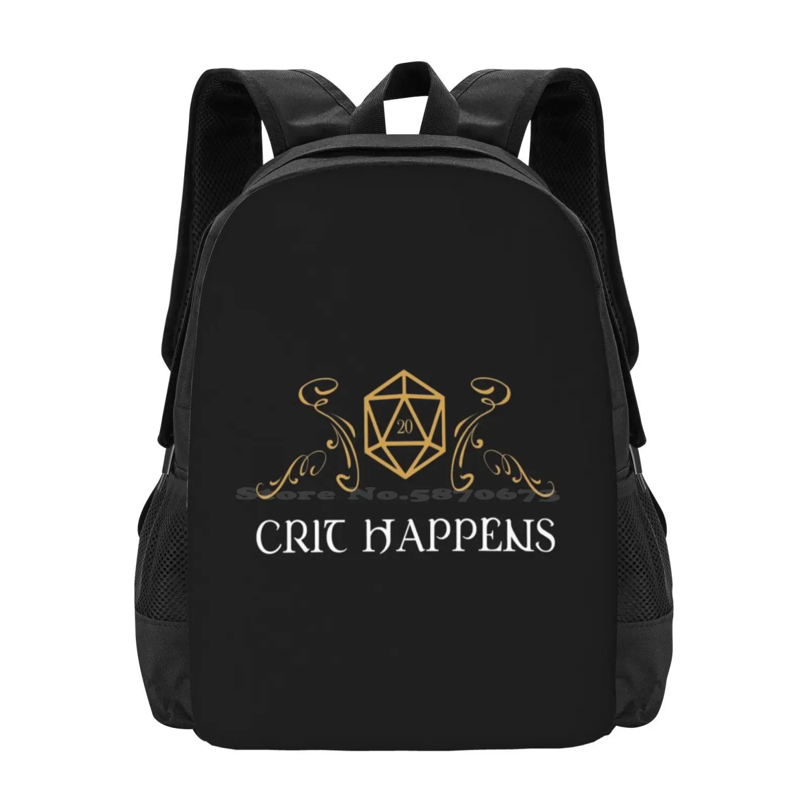 Crit Happens Natural 20 Tabletop Rpg Addict Backpack For Student School Laptop Travel Bag And Dragons Dnd D And D Dragons