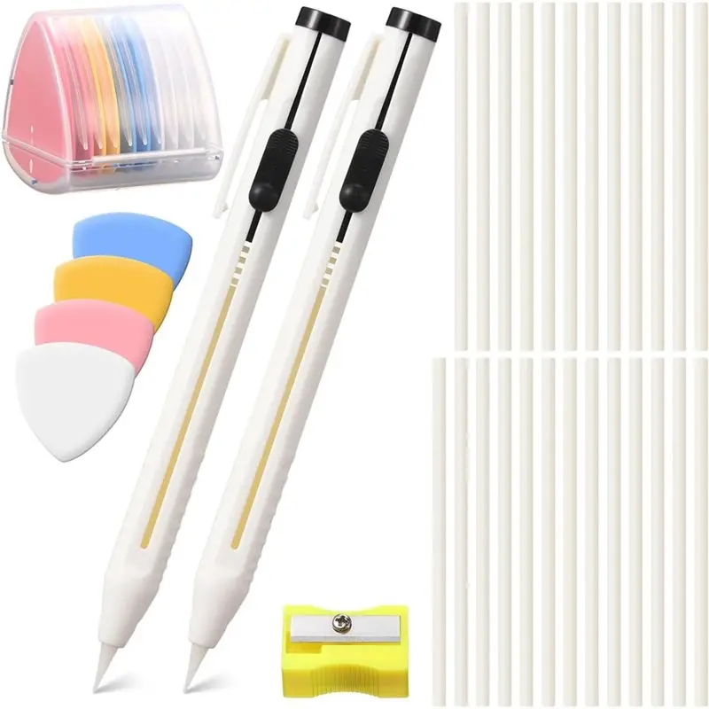 

【Electronic-Accessories】Sewing Fabric Pen And Heat-Erasable Fabric Markers, Chalk Pencil Refillable For Quilting, Sewing Supplie