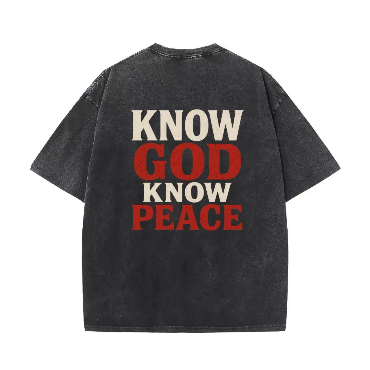 

Unisex Know God Know Peace T-shirt Men Women Christian Faith Slogan Vintage Washed Tee Religious Gift Top