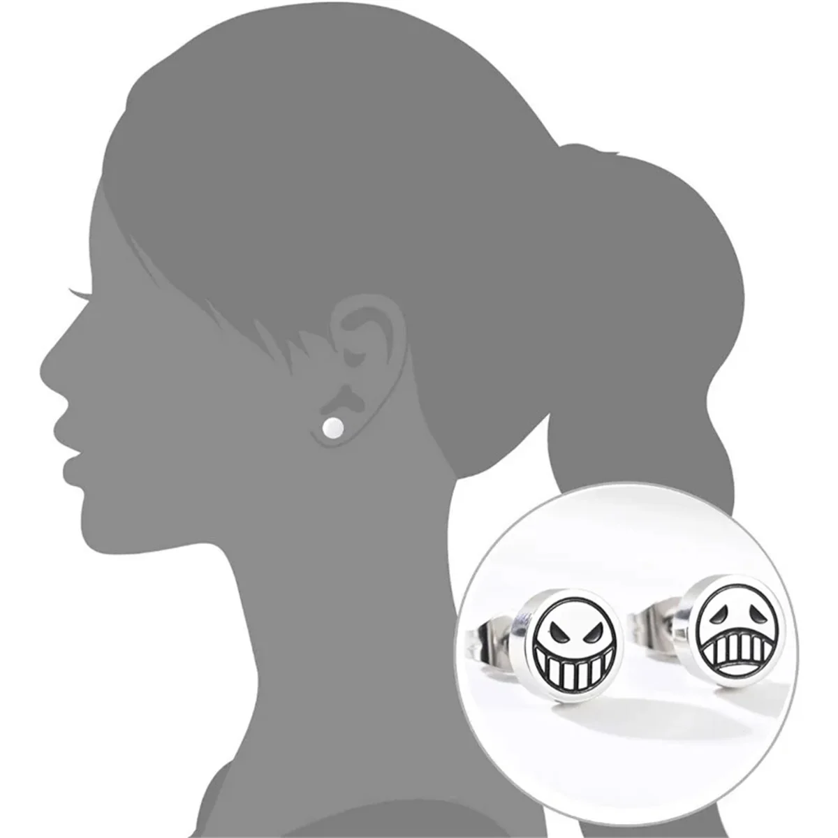1Pair 316L Stainless Steel Smile Cry Face Stud Earring for Women Men,Fashion Cartilage Tragus Forward Helix Ear Piercing Jewelry