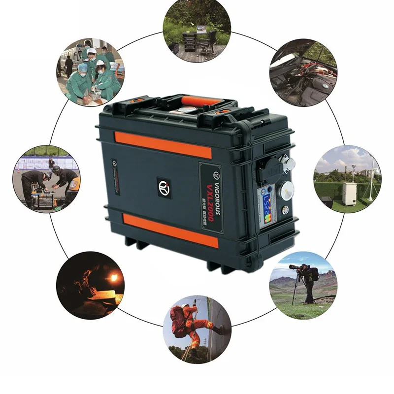 Portable Solar Generator 2000W Lithium Battery Suitcase Portable Power Station Output 110V/220V