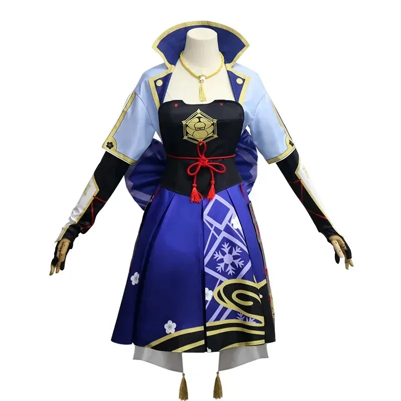 Genshin Impact Principessa Kamisato Ayaka Costume Cosplay Vestito divertente di Halloween da donna con collana Look completo di spettacolo di fumetti