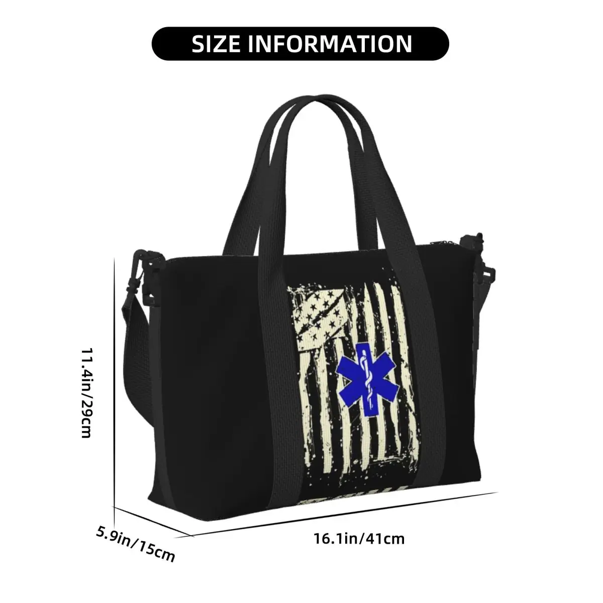 مخصص Emt نجمة الحياة حقيبة سفر الشاطئ سعة كبيرة حمل الحقائب لصالة الألعاب الرياضية اليوغا المرأة التسوق حقيبة كتف واق من المطر #2