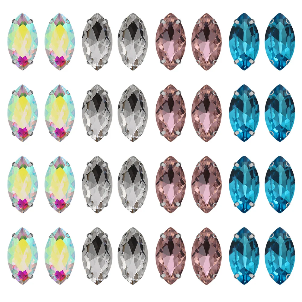 

200Pcs Four Corner Claw Drill Craft Accessories Glass Crystal Rhinestones for Wedding Dress Shoe Garment DIY Decor Sewing