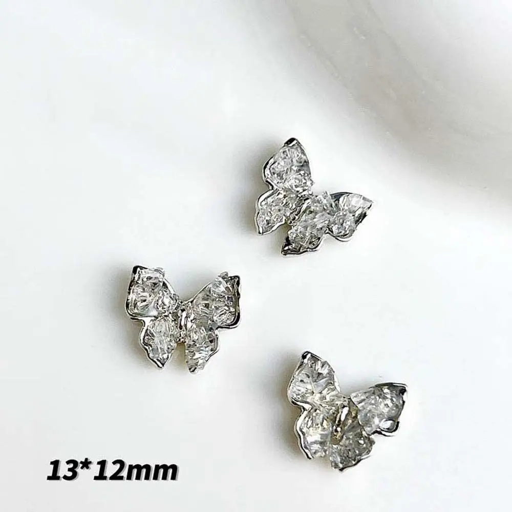 3Pcs/set Crystal Gravel Butterfly Butterfly Nail Decorations DIY Nail Charms 3D Nail Art Drills Butterfly Nail Accessories