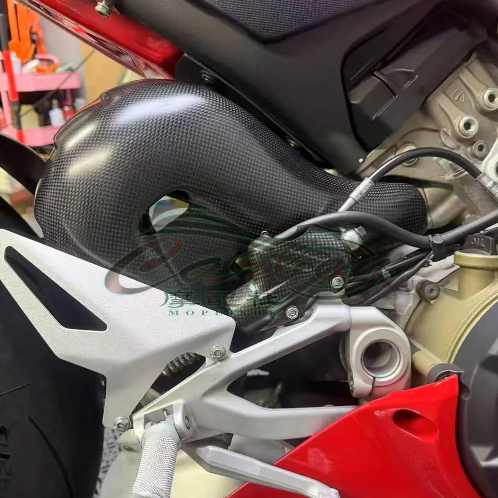 Euro 5 For DUCATI Streetfighter Panigale V4 V4S V4R 2023 2024 Carbon Fiber Exhaust Hood Heat Insulation Motorcycle Accessories