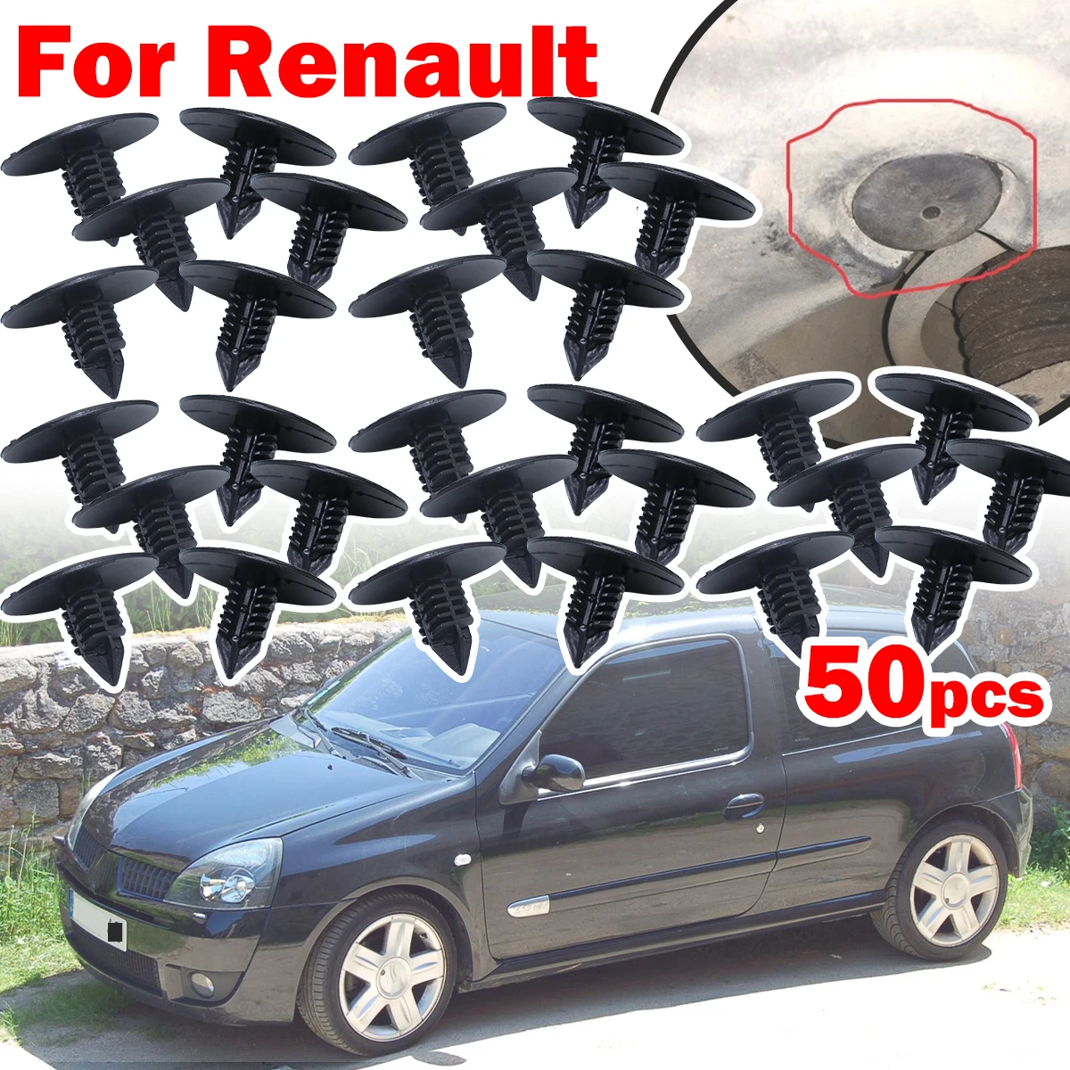 

50pcs For Renault CLIO DUSTER CAPTUR Car Wheel Arch Liner Splash guard Clips Plastic Fastener 7703077435 Tool-Free Installation