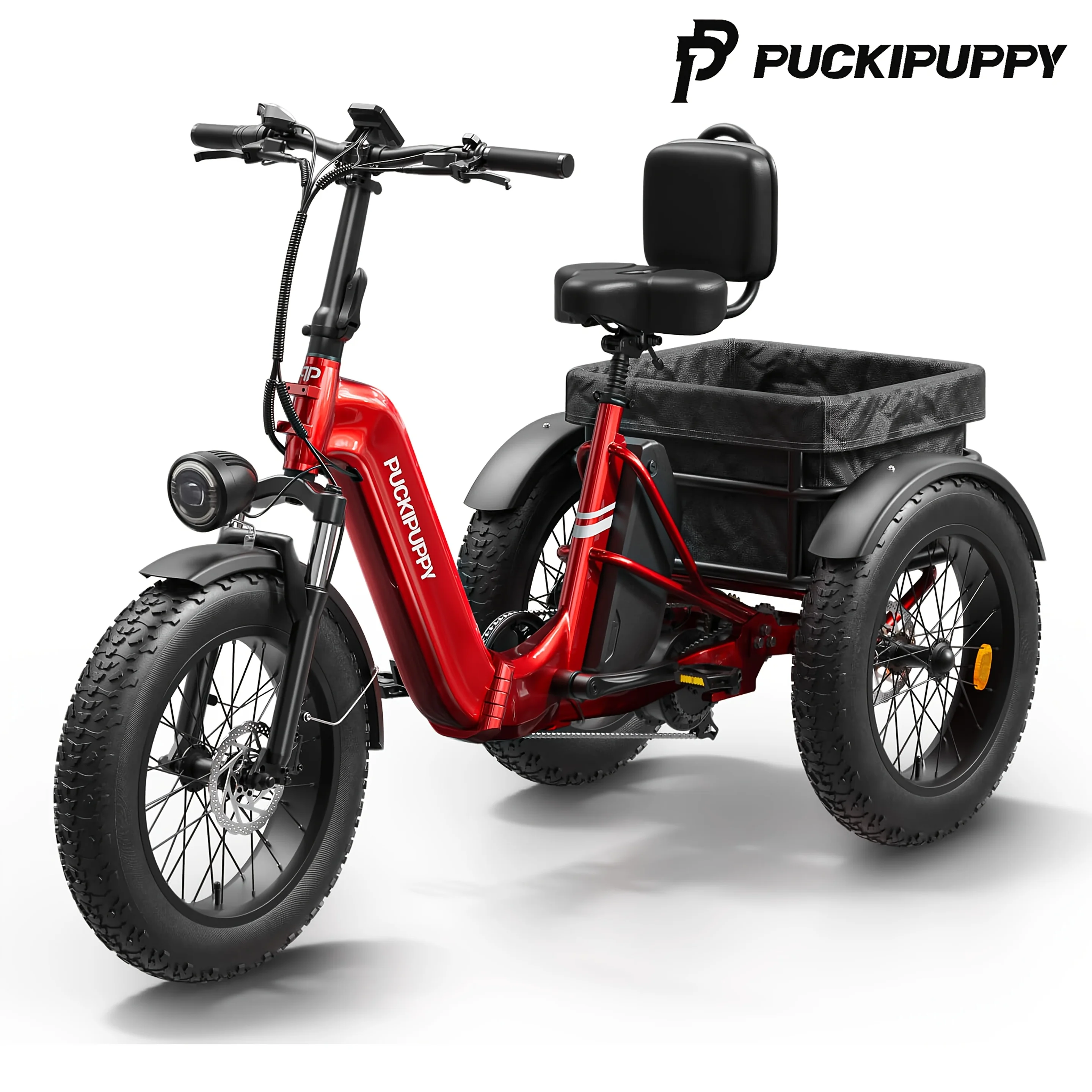 

Electric Trike for Adult, Rear High-power Brushless Motor, 19MPH Commuter E-bike, 48V 18AH Cells Battery, Pickup Class 500 LB Lo