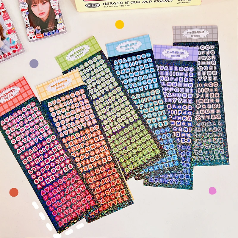 [SU]4Sheets/Pack Laser Bling Letter Gift Alphabet Sticker Decorate Photocard Scrapbooking DIY Photo Album Stationery[SU]