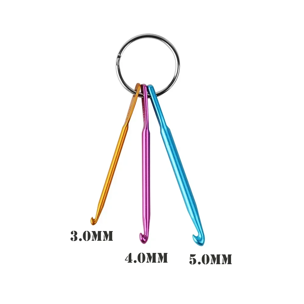 3 أحجام/مجموعة البسيطة سلسلة مفاتيح مصنوعة من الألومنيوم الكروشيه السنانير DIY متعدد الألوان الحرف أدوات الحياكة الإبر أدوات خياطة هوك حجم 3/4/5 مللي متر