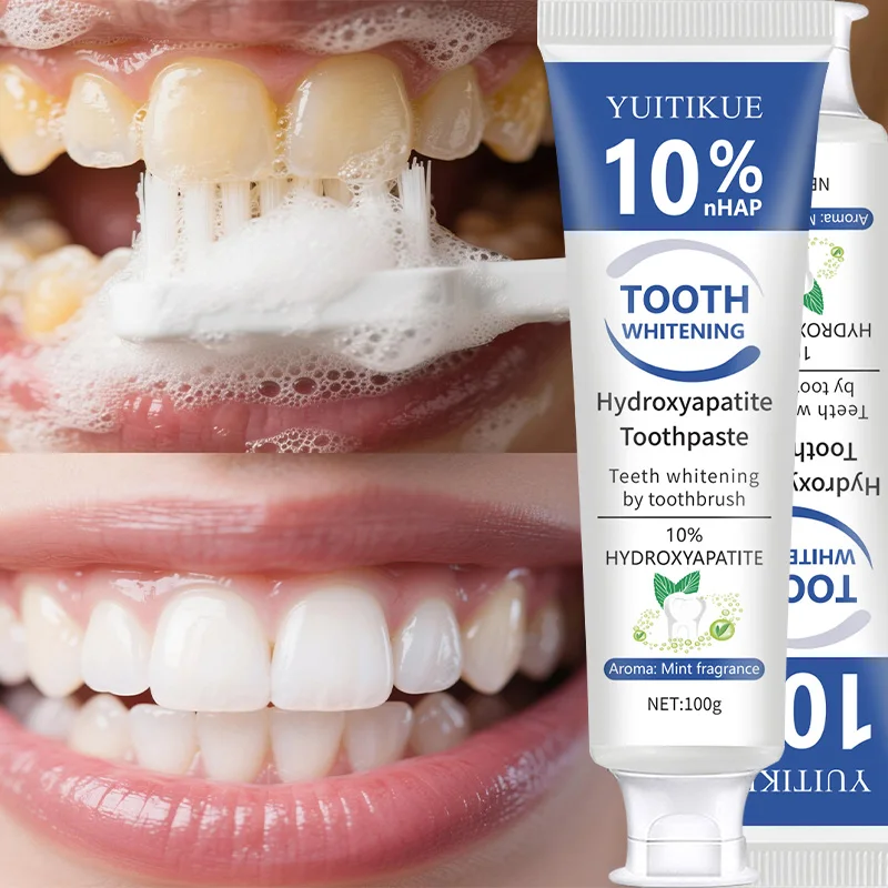 YUITIKUE 10% NHAP Hydroxyapatite Toothpaste 100g - Teeth Whitening, Protection & Strengthening, Fresh Mint Flavor
