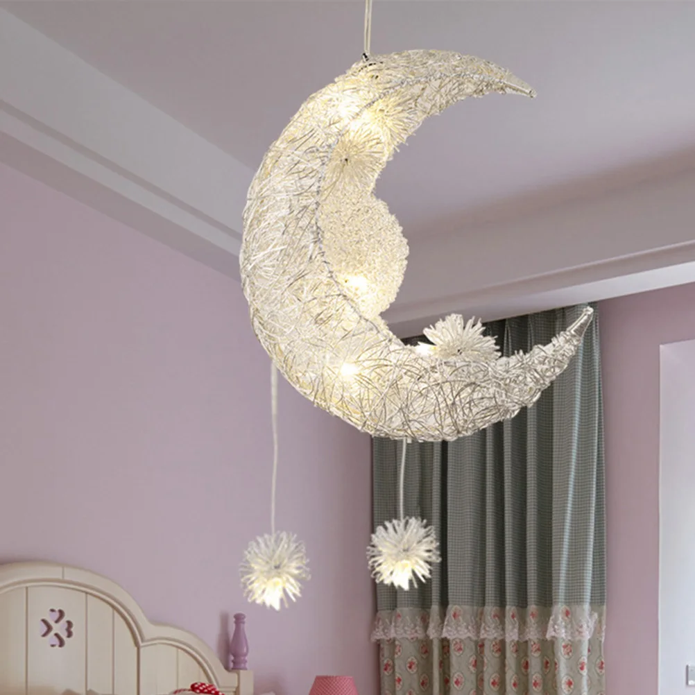

Moon Shape LED Pendant Lamp Decorative Ceiling Light Bedroom Children Room Chandelier Warm Lighting Home Kitchen Bar Cafe Soft