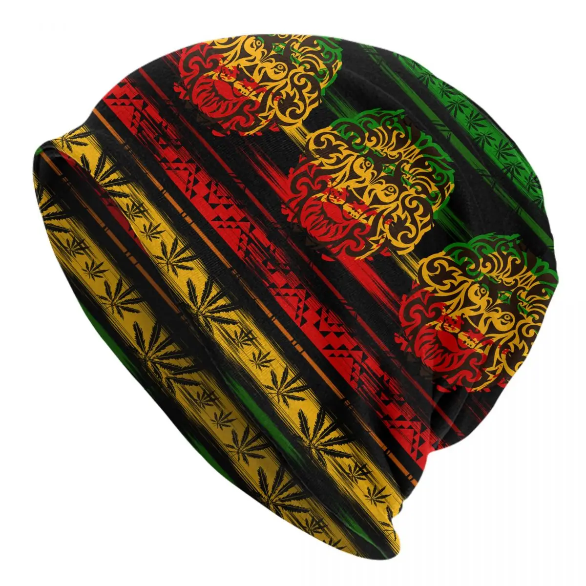 Reggae Rasta Lion Cannabis Beanies Rastafari Lion of Judah Marijuana Leaves Skullies Cap Jamaican Rastaman Bonnet Knitting Hats