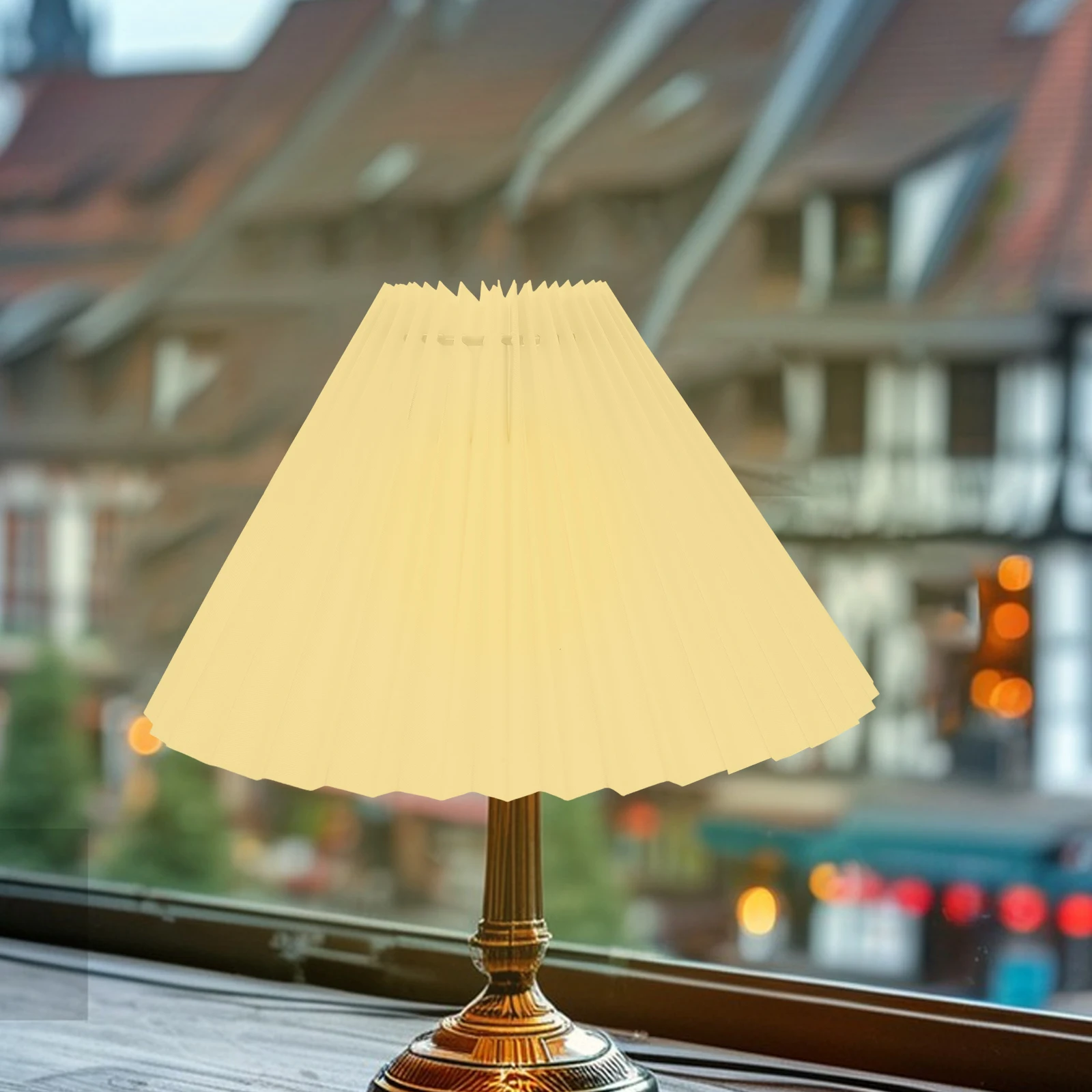 

Fabric Lampshade Beige Pleated Lamp Shades for Table Bedroom Living Room Decorative Shell Covers Replacement Durability