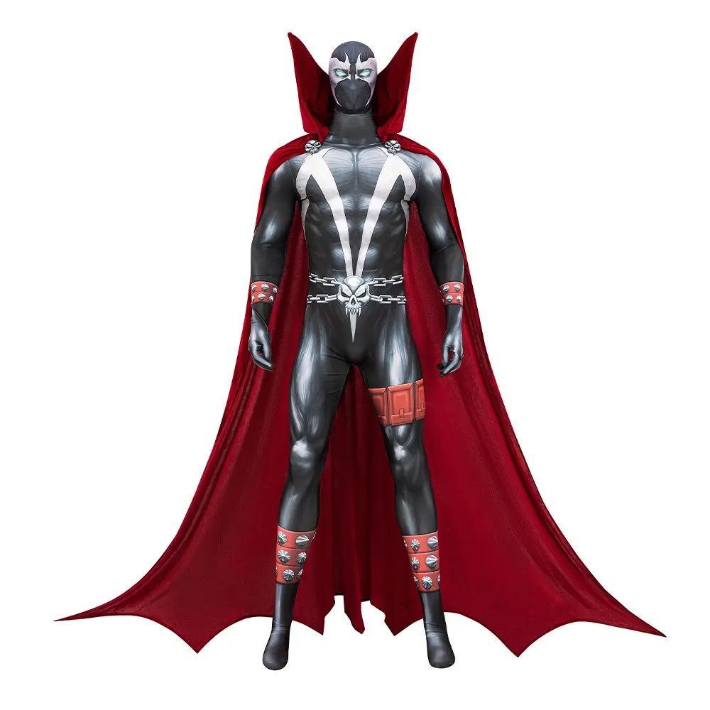 

Adult Man Spawn Cosplay Costume Elastic 3D Printed Jumpsuit Cloak Headgear Outfit Halloween Comic Con Deguisement Custom Made