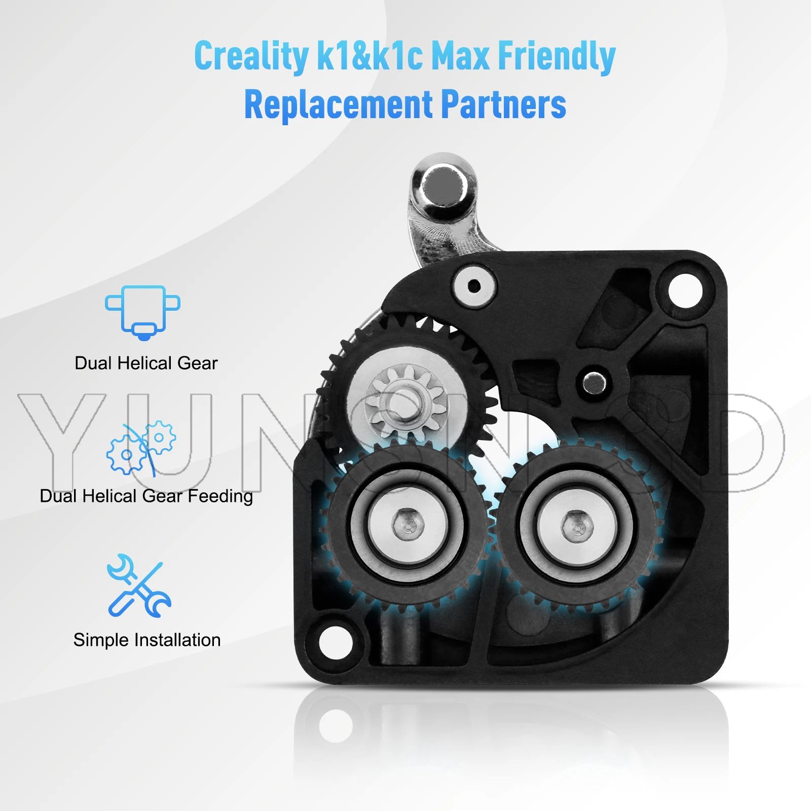 Für Creality K1 / K1 Max Extruder-Zahnrad, verbessertes K1-Zahnrad, Vollmetall-Filamentantrieb, DLC-Beschichtung, zwei Lager, hohe Härte, verschleißfest. – Detail 3