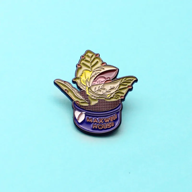 Potted plants Enamel Pins plant Cabbage maxweli house Badges Brooches Clothes Hat bag Lapel Pins Jewelry gift for women kids