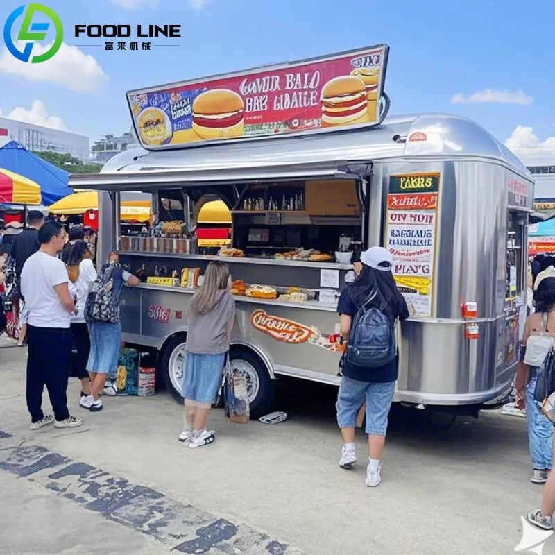 

FL Customized Food Truck Fully Equipped Restaurant Juice Cart Mobile Coffee Shop Airsteam Food Trailer for Sale USA