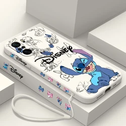 Capa de Telefone Disney Super Cute Stitch, Corda Esquerda Líquida, 5G, Xiaomi Redmi Note 13, 12Pro, 11, 11S, 11T, 10S, 10 Pro Plus