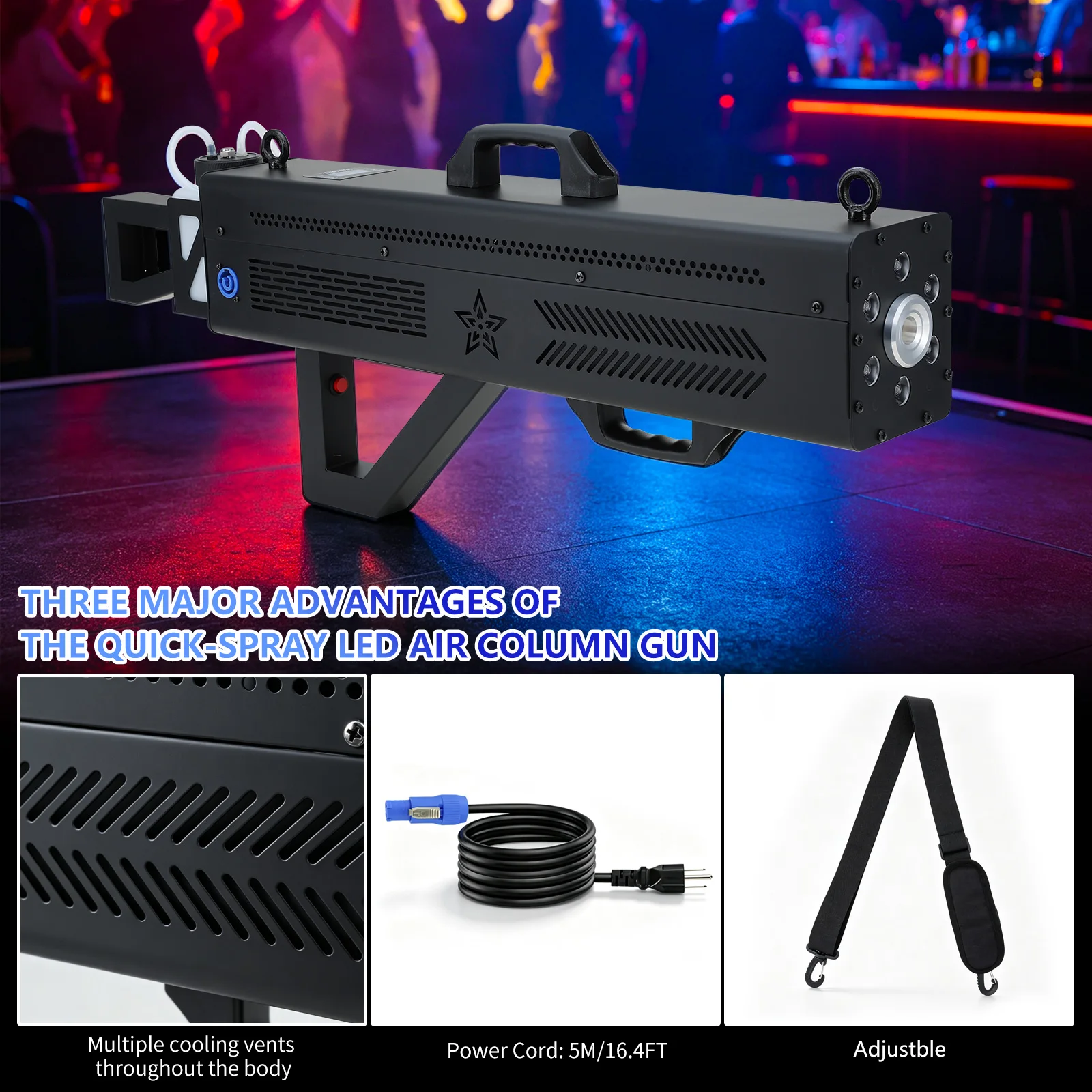 1700W LED RGB Handheld Smoke Gun Stage Special Effect Equipment Smoke Sprayer for DJ Disco Christmas Party Wedding view 4