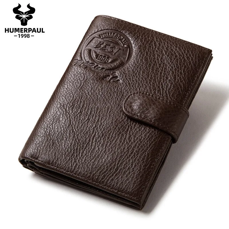 Premium Genuine Cowhide Men's Wallet Multi-Function Fashionable Card Holder for Driver License Passport & Travel Essentials