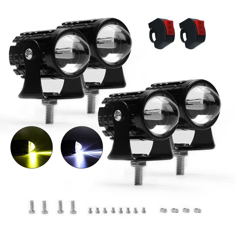 For Auxiliary Spotlight Lamp Moto Fog light Accessories Motorcycle Mini Driving Light Headlight Universal Dual Color ATV Scooter