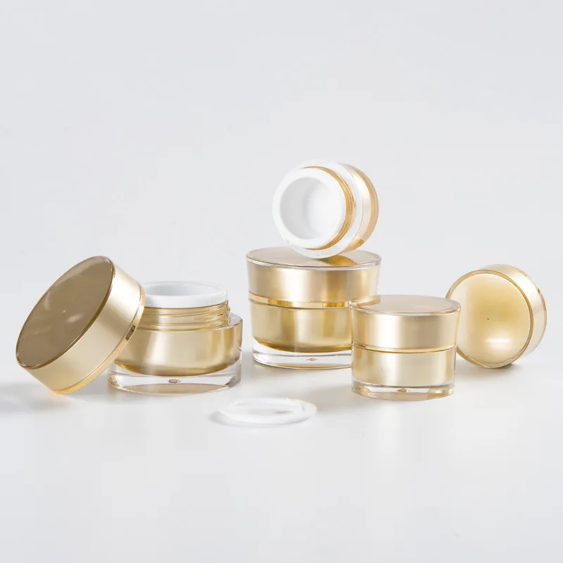 100Pcs 5g 10g Acrylic Cream Jars Skincare Refillable Container Cosmetic Packaging Eye Cream Pots