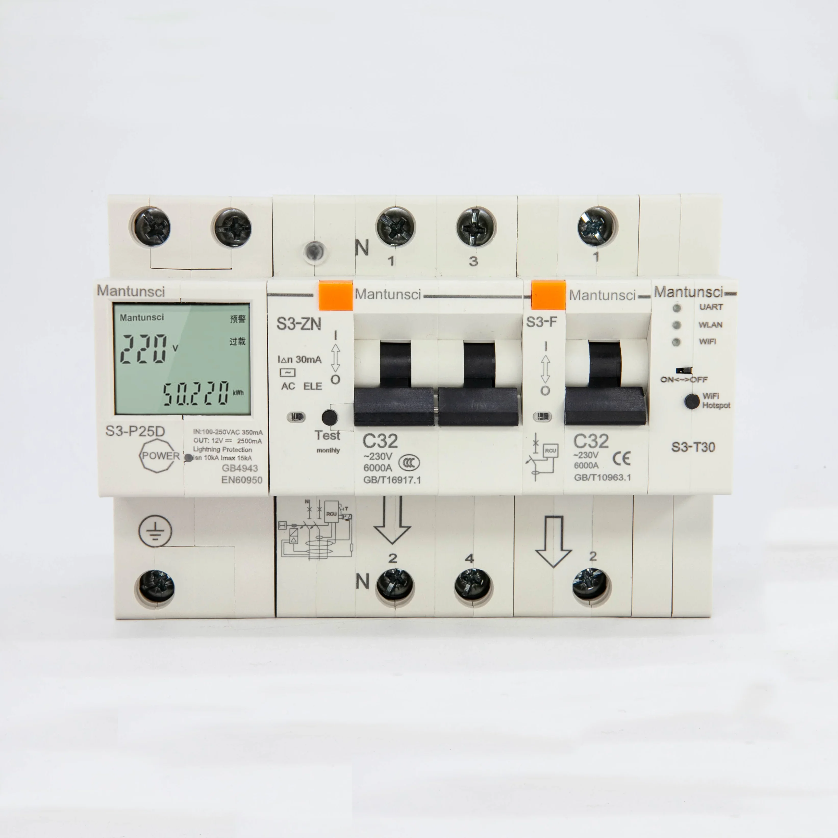 smart electric mcb wifi circuit breaker with over/under voltage