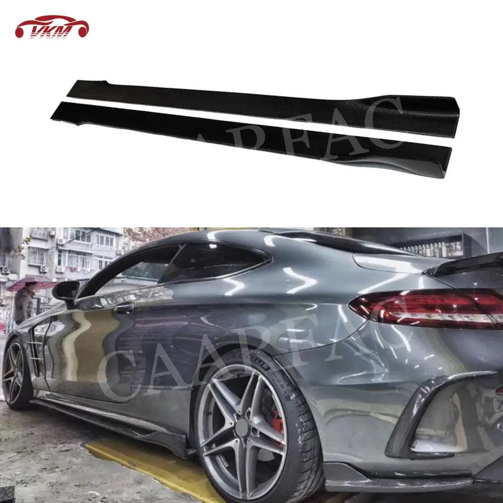 Carbon Fiber Side Bumper Skirts Accessorise for Mercedes Benz C class W205 C205 C63 2015-2019 FRP Prime CupWings B Style