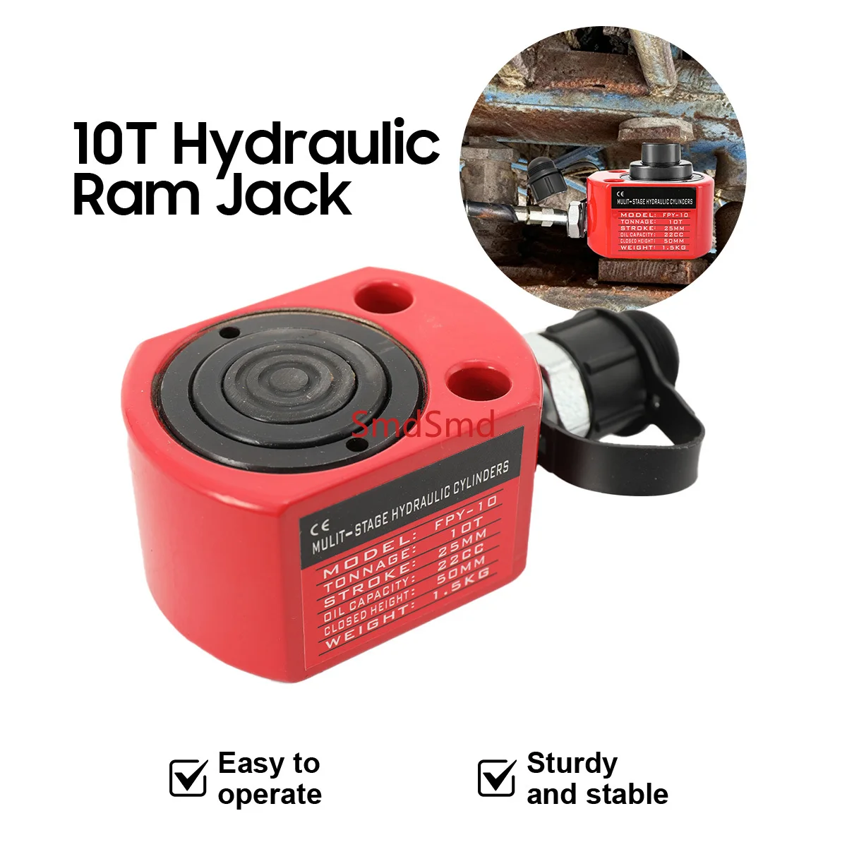 10T Hydraulic Cylinder Jack Mini Hydraulic Ram Multi-Acting Low Profile Lifting Cylinders for Electric Power Chemical Industry
