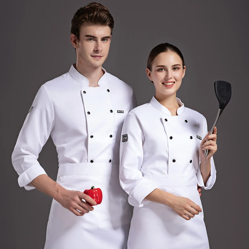 Chef Jacket Men Chef Overalls Long Sleeve Hotel Restaurant Hot Pot Baking Custom Kitchen Back Clothes Waitress Uniform