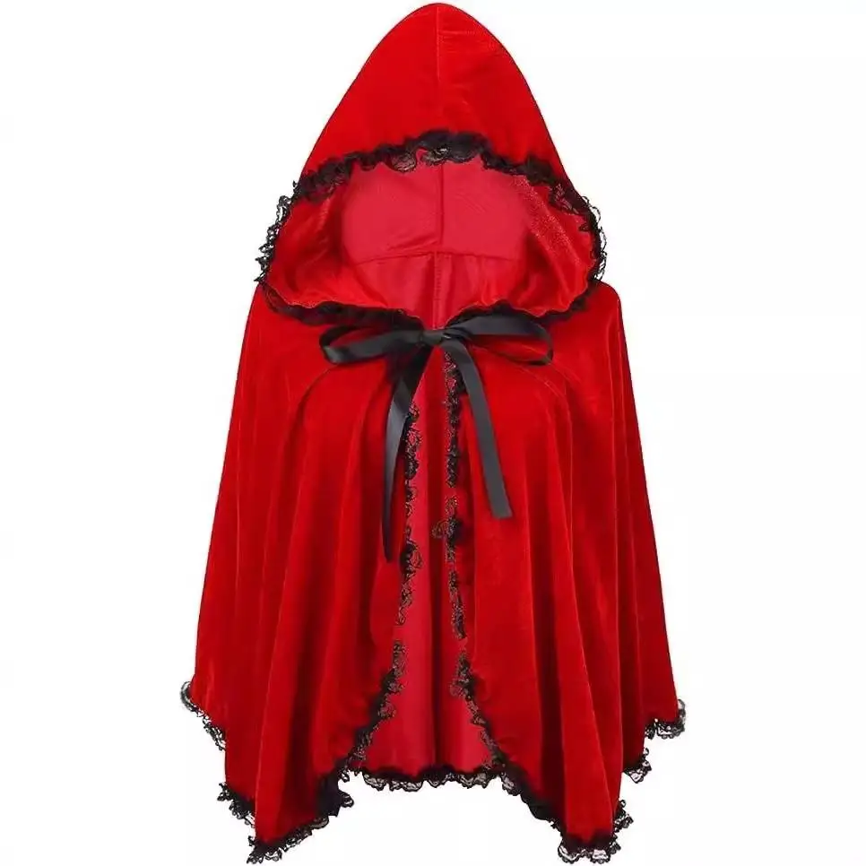 wine-red-ruffled-lace-cape-short-section-frock-skirt-style-pure-color-winter-fashion-accessory-without-brand-registration