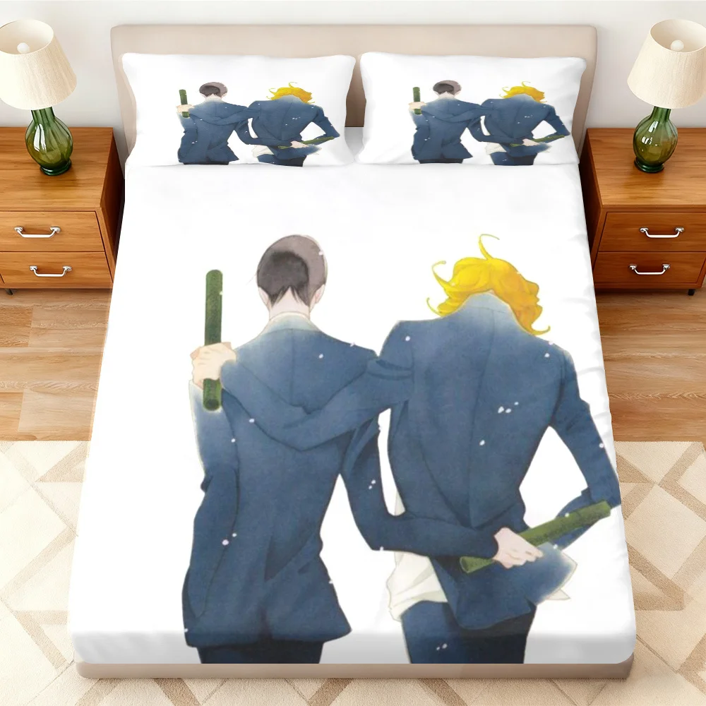 3-Piece Mattress Protector Set, 2D Flat Printed Fitted Sheet, Men's Blue Suit Design, Fitted Sheet Set, Home Bedroom Decoration, Holiday-Themed Fitted Sheet and Pillowcase, Mattress Protector, Stain-Resistant, Mattress Cover, Suitable for All Seasons, Machine Washable, Easy to Care For, Universal for Home Bedrooms, Essential for Dorms and Rentals, Master Bedroom and Guest Room Decoration, Dust-Proof and Stain-Resistant, High Elasticity, Fits Various Sizes