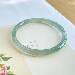 New Natural Oil Blue JADE Bracelet Ice-Seed Round Women's Oil-blue Certified Jade-Bangles High Ice Grade A Handring Jewelry