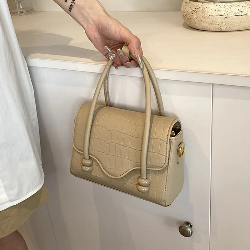 Fashion Women Stone Pattern PU Leather Shoulder Bags High Quality Handbags White Pink Clutch Female Solid Color Crossbody Bags