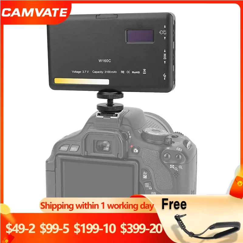 CAMVATE Bi-Color On-camera LED Video Light 2500 to 6500K 3100mAh with Shoe Adapter for DSLR Camera Monopod Tripod Photography