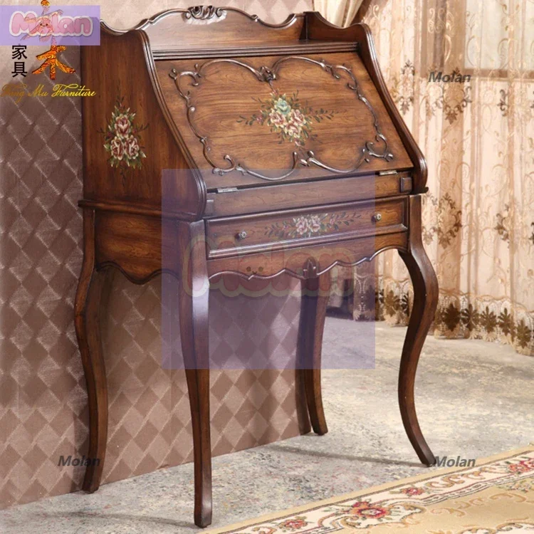 

European-style laptop computer table American makeup table Solid wood dressing cabinet Classical secretary cabinet A few