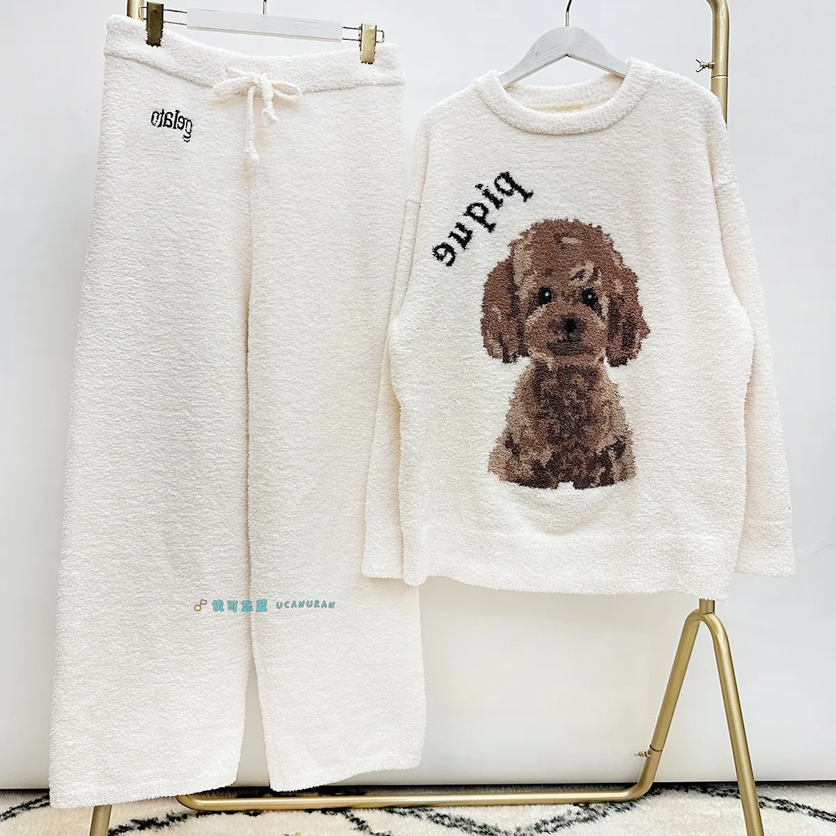 Japan Original High Quality Gelato Winter Soft Knitted LoungeWear Three Dogs Pajamas Sets Homewear Sleepwear