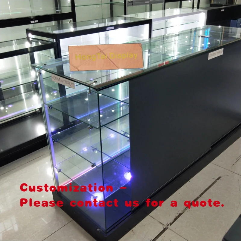 

Современный многофункциональный демонстрационный шкаф-витрина из закаленного стекла со светодиодной подсветкой, усиленный, для выставочного зала, с полками для демонстрации товаров.