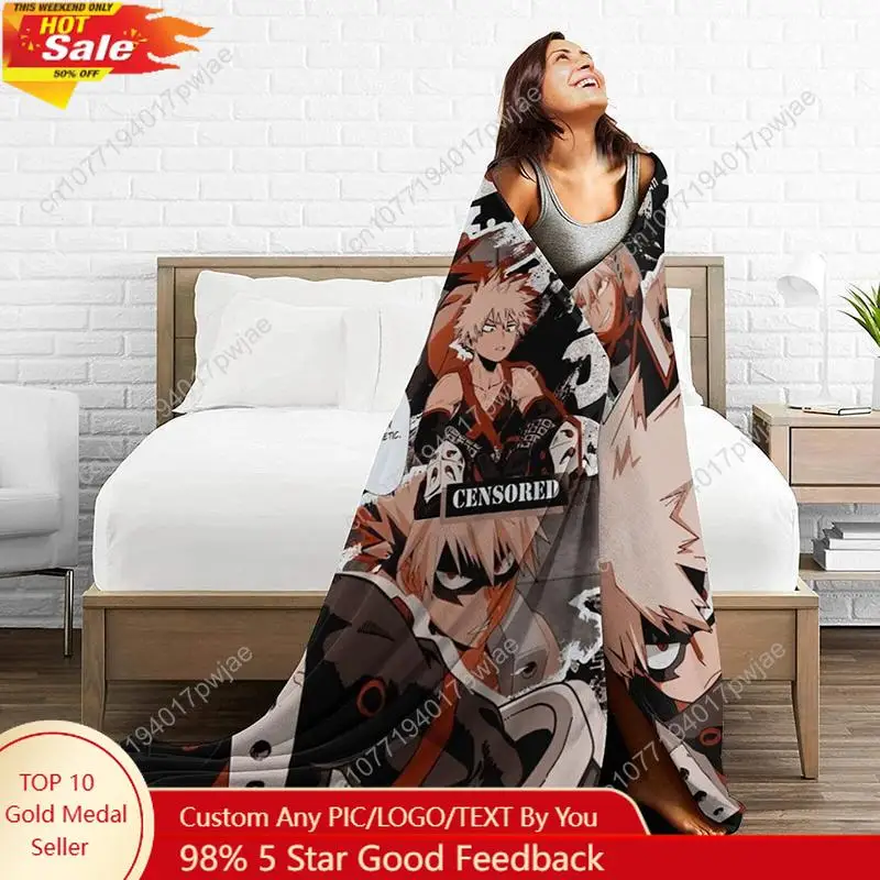 

Bakugou Katsuki My Hero Academia Anti-Pilling Fleece Blanket Comfortable Microfiber Throw Blankets Cozy Throws All Seasons