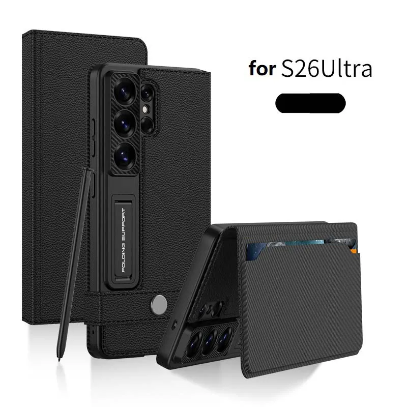 

for Samsung S26 Ultra Wallet Case Holder with Card Slot Magnetic Belt Buckle Protective Cover Shockproof PU Leather Flip Pouch