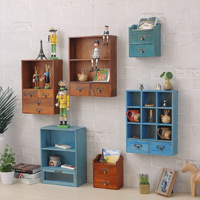 */*Wooden Wall Rack, Wall Decoration, Wall Cabinet, Solid Wood Creative Drawer, Small Storage Cabinet, Sundry Cabinet