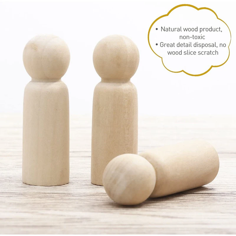 10pc Wooden Doll 65mm-35mm Wooden Blank Peg Dolls Girl Boy DIY Unfinished Doll Maple Rodent Handmade Baby Product Christmas Gift